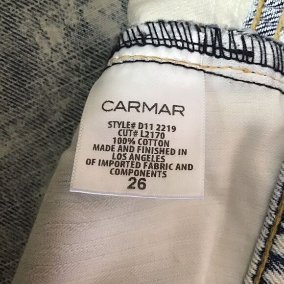 NWT Carmar cool jeans Tie dye Ecru Kevin style Ankle Ripped Destroyed raw hem 26 - Picture 6 of 13